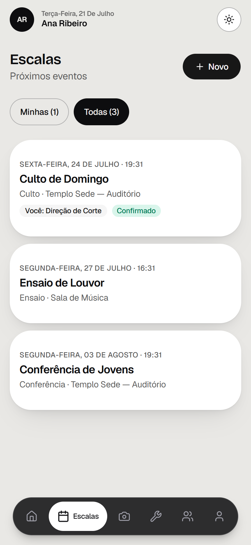 Lista de escalas do culto